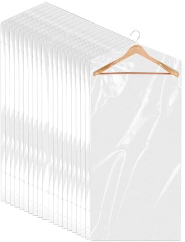 Lot de 30 sacs à vêtements transparents, détergents à sec, housses de protection en plastique pour costumes, robes, vestes et chemises (60 x 90 cm)