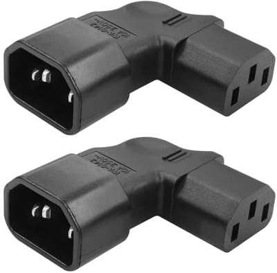 Laroal 2 X C14 To C13 Power Adapter Kettle Power Extension Adapter 90 Degree Angle IEC320 C14 To C13 Right Angle Power Adapter (Right Angle)