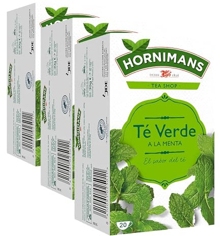 Hornimans Té Verde a la Menta Ingredientes 100% Naturales | 20 bolsitas | Con Teína (Paquete de 3)