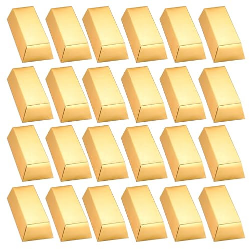 Xinsheinelry 24 x Goldbarren Geschenkboxen mit realistischer Goldziegelstruktur, Geschenkverpackungen, Schachteln für Leckereien für Partys und Geschenke