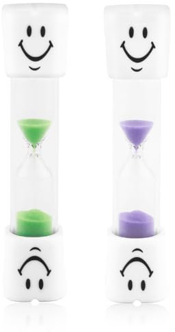 2 Piezas Relojes de Arena para Niños con Diseño de Cepillos de Dientes Sonrientes, Temporizador para Niños Cepillarse los Dientes, Reloj de Arena 3 Minutos, para Cuidado Dental, Cocina