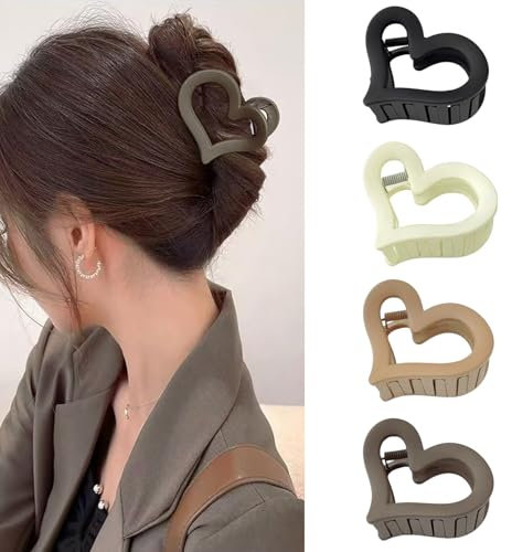 Calkkrer 4 Stück Haaraccessoires, Herz Haarklammern, Mittelgroße Haarkrebse, Haarspangen, Haarclaw Clips für Dickes Haar, Große Haarklammer für Haarschmuck