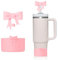 Stanley Cup Accessories Set, Siliocne Bow Straw Covers Cap Toppers for 0.4 in/10mm Straws, Protective Silicone Boot Tumbler Protector for Stanleys Cups 40oz & 30oz Tumbler (Pink)