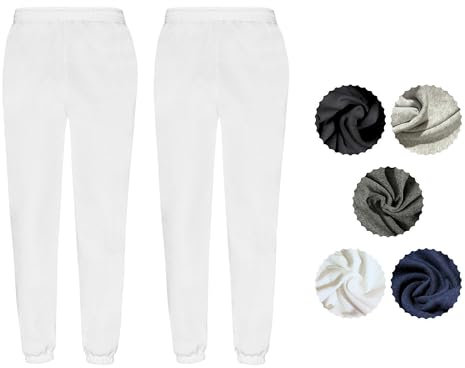 Fruit of the Loom Herren 2er Jogginghose Set Classic Elastic Leg Jog Pants M L XL XXL 3XL Verschiedene Farbsets & HLKauf-Block (2X Weiss & 1x HLKauf-Block, XXL)