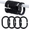 Lot de 12 anneaux de rideau de douche, en forme de C, en plastique robuste, noirs, pour tringle de rideau de douche