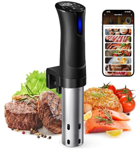 GTHTUHFD Sous Vide Machine, 1100W Sous Vide Cooker with LED Touch Screen & Timer, Temperature and Time Display Control, Ultra-Quiet Fast-Heating and Easy To Store Perfect for,Black