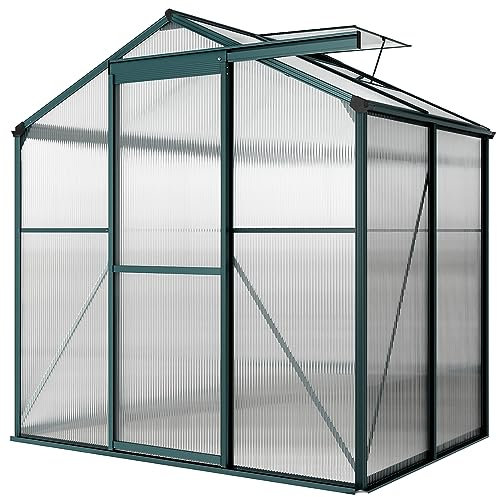 XEMQENER 4x6 FT Large Garden Greenhouse with Sliding Door and Ventilation Window
