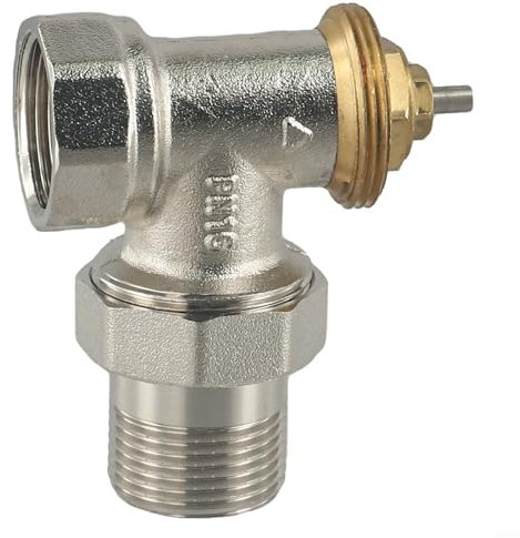 Entgoinggo Válvula termostática del radiador del ángulo de cobre amarillo DN15/DN20 M30x1.5 Válvula reguladora del control de temperatura del hilo (DN20)