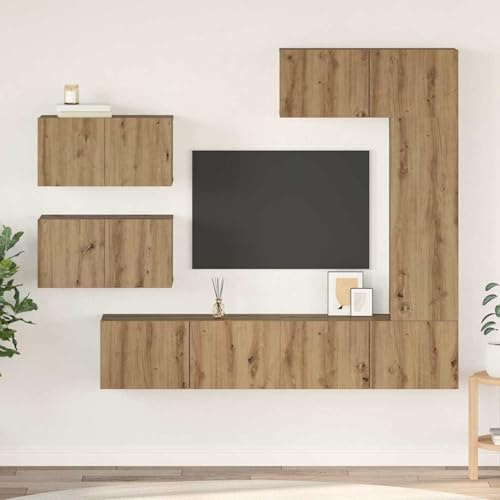 Tidyard Conjunto de Mueble de TV 6 pcs Roble Artisan 30.5 x 30 x 90 cm