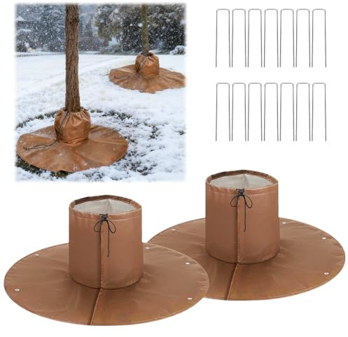 LURICO 2 Stück Winterschutz für Palmen Wurzel, Abdeckung Pflanzen Frostschutz Kälteschutz, Frostschutz Baum Palme Olivenbaum, Pflanzen Winterschutz Draußen mit doppelte Isolierung, Ø 100cm (Braun)