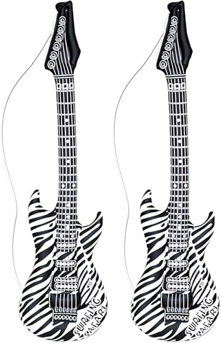 W WIDMANN MILANO Party Fashion - Aufblasbare Gitarre, Kostüm Accessoire mit Trageband, Luftgitarre, Instrument für Karneval (Packung mit 2)