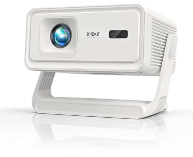 【AI Auto Focus & 2×5W Stereo Sound】Xgody Mini Projector with Android 14, 260ANSI 4K/8K Supported Smart Projector, Bulit-in Apps, Auto Keystone, WiFi6, Bluetooth 5.4, Screen Mirroring Pearl White