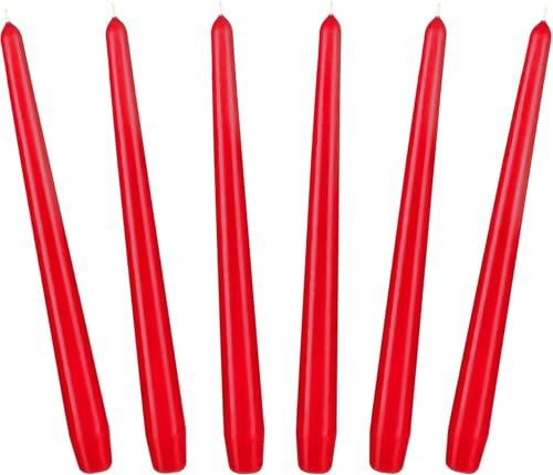 BRUBAKER 24 cm Spitzkerzen für Kerzenständer und Kerzenhalter - 6 Stück | Lange, tropffreie Deko Kerzen mit langer Brenndauer - Leuchterkerzen Set Rot