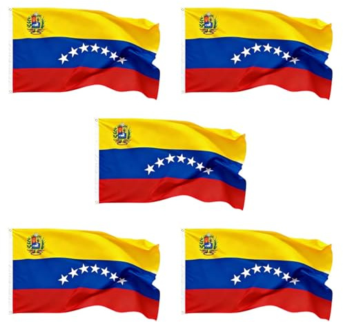 Bandiera Venezuelana 7 stelle, bandiera venezuelana, 90 x 150 cm, Repubblica Bolivariana del Venezuela, bandiere da giardino, poliestere, bandiere di alta qualità, interno, esterno, colori per