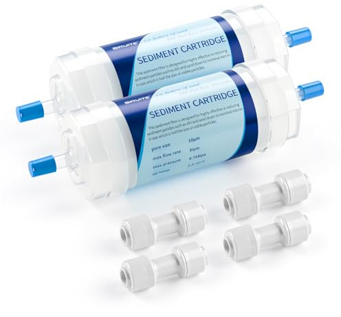Tesmotor 2 filtros de Agua para Manguera de Polietileno de 1/4 Pulgadas, Filtro de riego para riego por Goteo y Sistema de filtración, Filtro contra Cal, óxido y Suciedad, Incluye Adaptador rápido