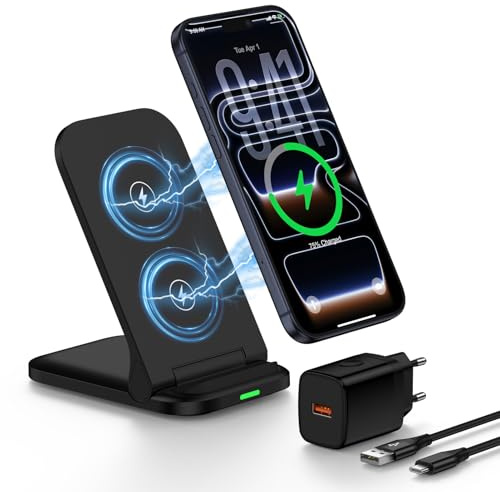 GiGreen 15W Fast Induktive Ladestation Wireless Charger mit 18W Adapter | Handy Ladestation für iPhone 17 16 15 14 13 12 11 Series, Kabelloses Ladegerät für Google Pixel 10/10 Pro/9