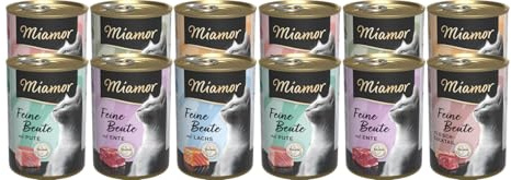 Miamor Feine Beute Bundle | Mixpaket | 12 x 400g Katzen Nassfutter | 5 von 7 Sorten garantiert | 65% Fleisch & Innereien | inkl. Milky Shake Sachet 20g gratis