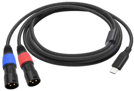 Kinweistex USB C to Dual XLR Male Stereo Sound Frequency Cable USB Type C to XLR Power Amplifier Cable for Audio Mixer Stage Speakers 2M (6.6ft) 1PC