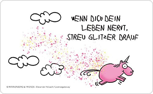Rannenberg & friends Frühstücksbrettchen Einhorn: Streu Glitzer Drauf, Brettchen 23x14cm, Einhörner