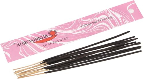 Auroshikha Räucherstäbchen - Indische Aromadüfte, African Violet Incense | Handgefertigte Räucherstäbchen, 10 g Packung, traditionelle Herstellung, sozial verantwortlich, aus dem Sri Aurobindo Ashram.