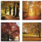 ARTLAND Wanddeko Leinwand Bilder Natur Set 4 tlg. je 40x40 cm Quadratisch Wandbilder Bäume Herbst Landschaft Park K2UQ