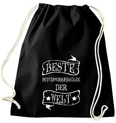 ShirtInStyle Gym Sack Turnbeutel Beste Patchwork Familie der Welt Retro Style, Farbe Schwarz