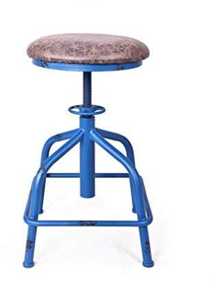 YNGJUEN Blau Bauernhaus Aus Gusseisen Drehhocker Rustikaler Industrieller Barhocker Belastbarkeit 200kg 360 ° Drehung Höhenverstellbar Traktorsitz Barhocker Cafe Bistro Empfangsraum