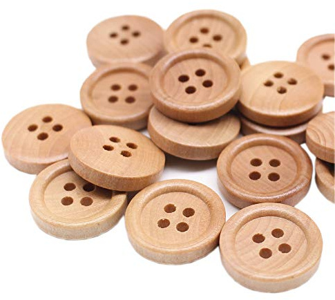 ByaHoGa 30 Stück 20 mm Holzknöpfe Natur Braun für Nähen und Basteln DIY