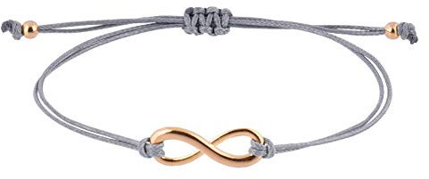 StarAppeal Unendlichkeit Infinity Liebe Freundschaftsarmband, Unendlichkeit Armband mit Perlen in Silber und Gold mit hochwertiger Wachsschnur gefertigt, Größenverstellbar, Handmade (Grau-Gold)