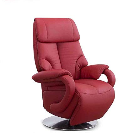 CAVADORE Ledersessel Istanbul / Fernsehsessel mit manuell verstellbarer Relaxfunktion / 80 x 115 x 79 / Echtleder: Rot