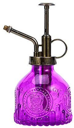 Ebristar Glas-Pflanzen-Sprühflasche, Vintage-Pflanzen-Sprüher, Sukkulenten-Gießflasche mit Pumpaufsatz, kleiner Pflanzensprüher für drinnen und draußen – Violett