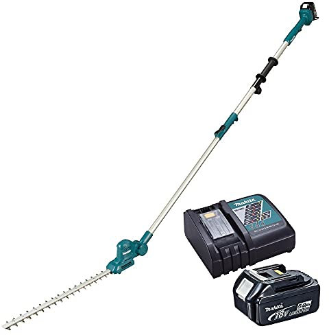 Makita DUN461WRT 18V Li-ion LXT 46cm Pole Tagliasiepi completo di 1 x 5.0 Ah Batteria e Caricatore