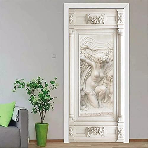 YQLKD 3D Dekoration Türsticker Gips Geprägte Türtapete PVC Selbstklebende wasserdichte Tür Poster Aufkleber Poster