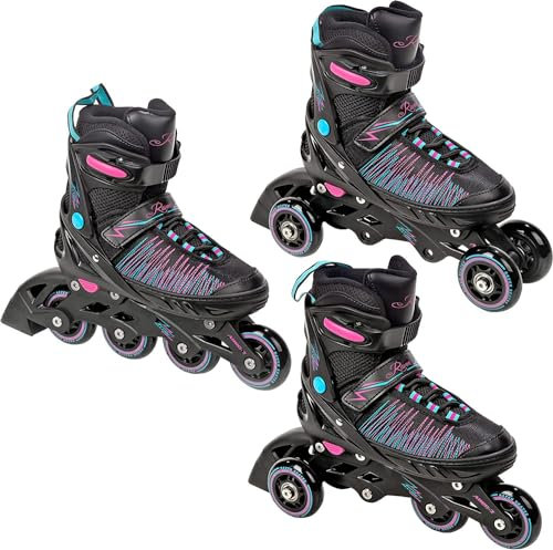 RAVEN 3in1 Inline Skates Triskates Rollschuhe Inliner für Kinder Erwachsene Mädchen Damen verstellbar (Allure, 31-35 (20,5cm-23cm))