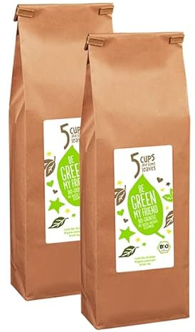 5 CUPS and some leaves - Be Green my Friend | Loser Tee | Gr?ntee mit Frische-Kick | Bio & Vegan | Gastronomie | 2 x 200g