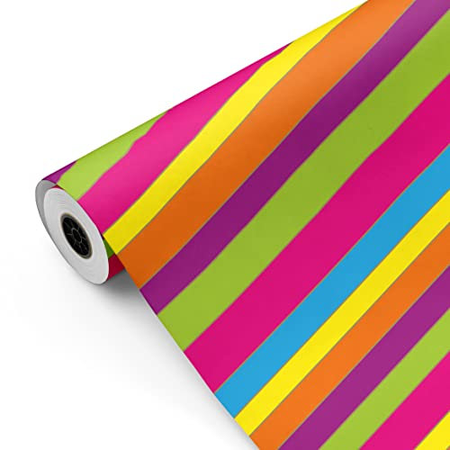 Rouleau de papier cadeau, grand rouleau 62 cm x 100 m • Iris STRIPES • Idéal pour : Boutiques Entreprises Emballage cadeau Anniversaires Baby Showers Mariages Décoration [FP Fiesta Paper]
