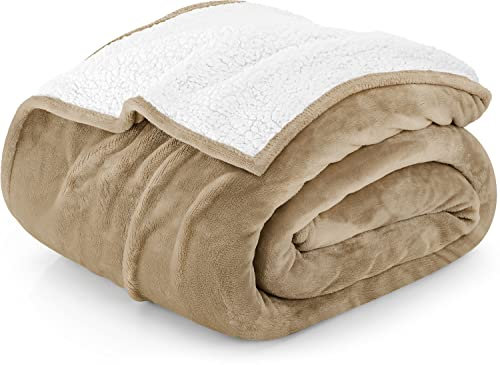 Utopia Bedding Sherpa Decke [Kamel, 228x167 cm] - 480GSM Thick Warm Plüsch Fleece Wendedecke für Bett, Sofa, Couch, Camping und Reisen
