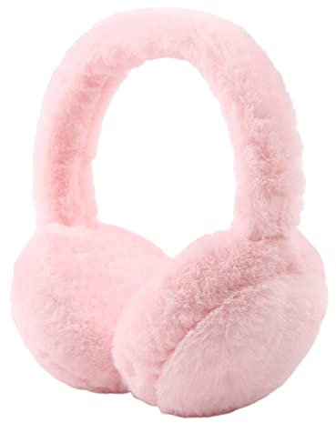 XIAOHAWANG Mädchen Winter Ohrenschützer Jungen Warme Langer Plüsch Ohrenwärmer Kältedicht Faltbare Kinder Damen (Rosa)