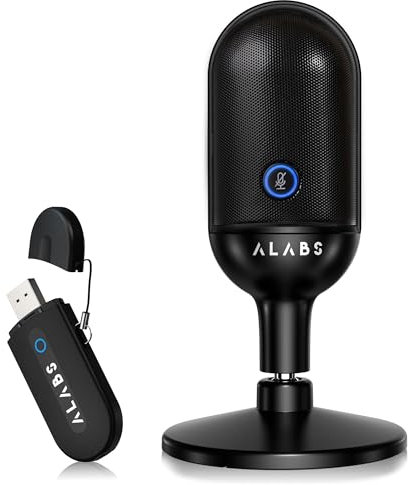 ALABS USB Condenser Microphone (Wireless), Desktop PC Microphone, LED Touch Mute, Noise Reduction, Recording, Gaming, Streaming, Discord, YouTube, LINE Live Broadcasting