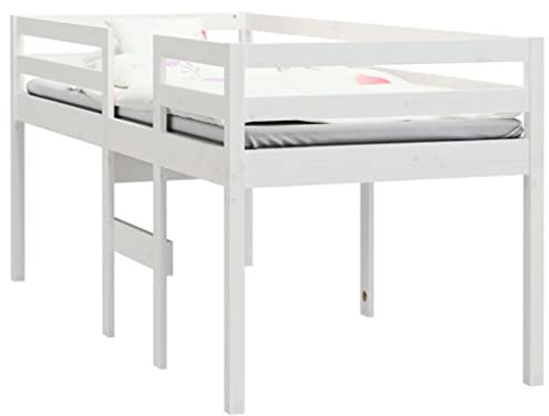 vidaXL Hochbett, Bett mit Sperrholzlatten, Bettgestell für Schlafzimmer, Schlafzimmerbett Bettrahmen Holzbett, Weiß 75x190cm Massivholz Kiefer