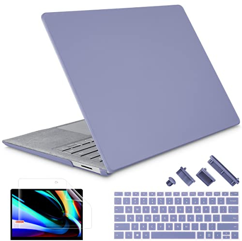May Chen Case for 13.5 Microsoft Surface Laptop 3/4/5 with Alcantara Palm Rest Model 1867 1958 1950 (2019 2021 2022), Plastic Hard Shell Case with Keyboard Cover + Screen Protector, Lavender Gray