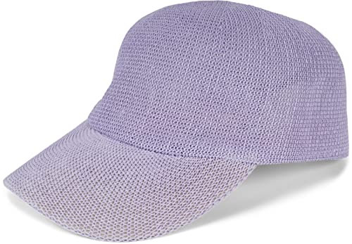 styleBREAKER Papierstroh Baseball Cap einfarbig | luftiges Sommer Basecap mit Metallschnalle verstellbar | Unisex Cap mit Schweißband für Damen und Herren, Farbe:Flieder