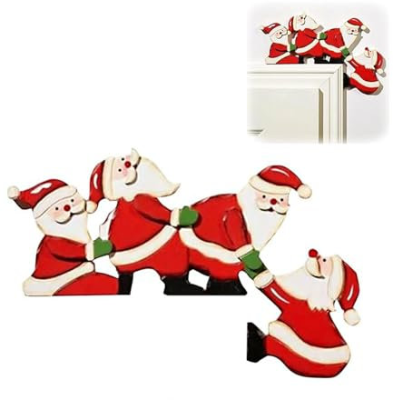 Feliciay Christmas Door Frame Decorations,Wooden Santa Elk,Hanging Reindeer Christmas Decoration,Outdoor Indoor Wall Décor,Christmas Xmas Holiday Decor for Door Window,Holiday Party(SantaClaus)