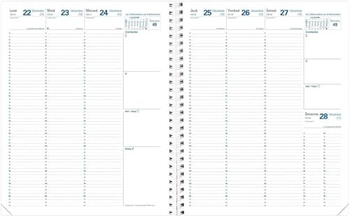 QUO VADIS - 1 Wochenkalender Euréquart (ohne Deckel) – Dezember 2024 bis Dezember 2025 – Format 24 x 30 cm