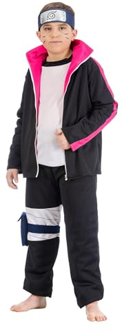 Chaks - Boruto Uzumaki Kostüm Kinder, Ninja Kostüm | Offizielles Boruto Outfit, Anime Verkleidung mit Jacke, Hose, Shirt und Zubehör für Karneval und Cosplay