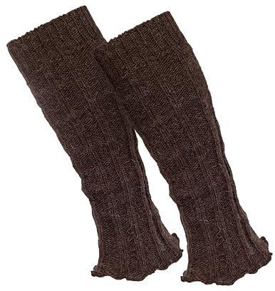 MOUNTREX Stulpen Damen - Beinwärmer mit Alpaka Wolle, Beinstulpen für Herbst, Winter - Leg Warmers - One Size - 1 Paar (Braun)