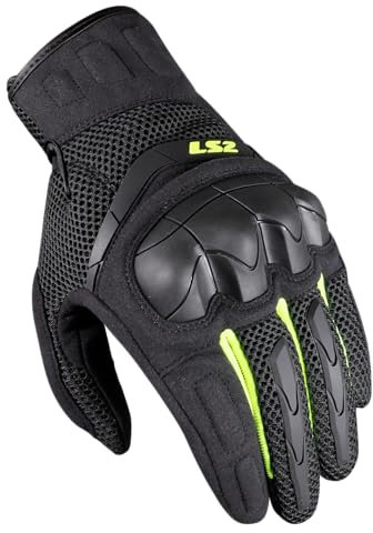 LS2 Handschuhe Kubra grau/fluoreszierend gelb Größe L | geeignet für den Frühling;Sommer | hochwertigen Kunstleder | Abriebfestigkeit | Reißfestigkeit | Aufprallschutz | Ergonomisch |