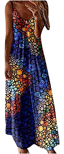 Kleider für Damen, ärmelloses Kleid, gestreiftes Kleid, Party, elegante Freizeitkleider für Teenager, Mädchen, Damen, Urlaubskleidung, Druck, V-Ausschnitt, Camis-Weste, langes Kleid, Träger,