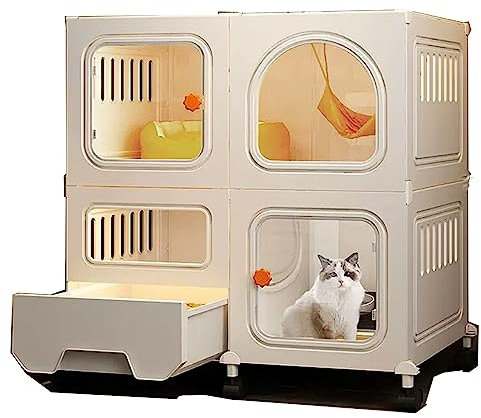 Jaulas Grandes Para Gatos Exterior con Arenero Para Gatos, Ventana de Visualización Transparente y Transpirable Gran Espacio, Partición Libre Solar for Gatos, Perros, Conejos, Erizos ( Size : 71*46.5*