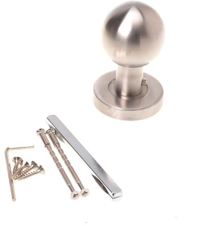 Aqbau® Türknauf drehbar, Kugel auf Rundrosette, Türknopf edelstahl, Knopfdrücker, Drehknauf tür, Kugelknopf Silber für Außen- & Innenbereich Türbeschlag